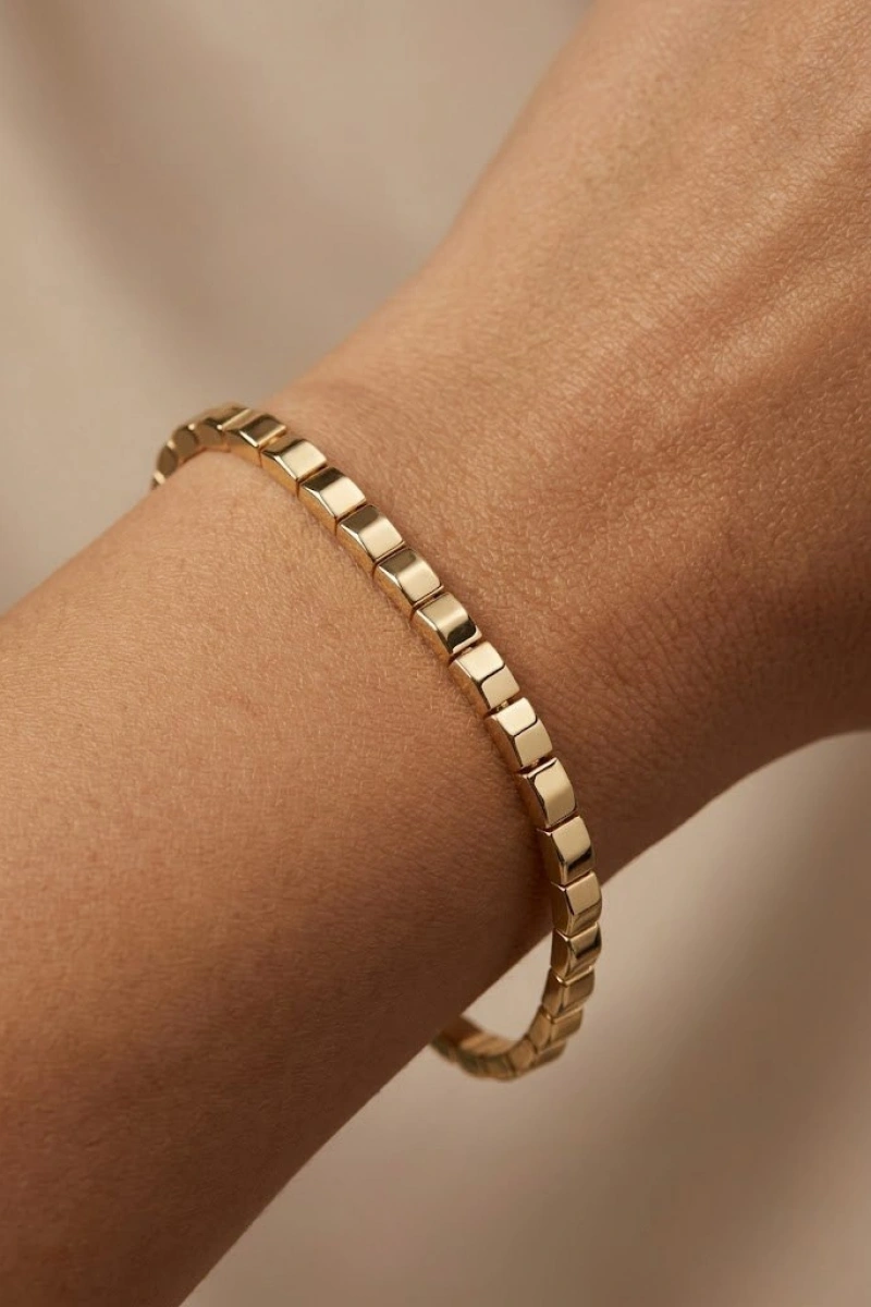 Prizma Model Gold Altın Kaplama Bileklik