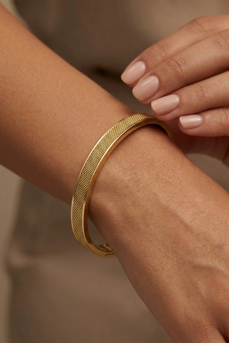 Deliklik Model Gold Altın Kaplama Bileklik
