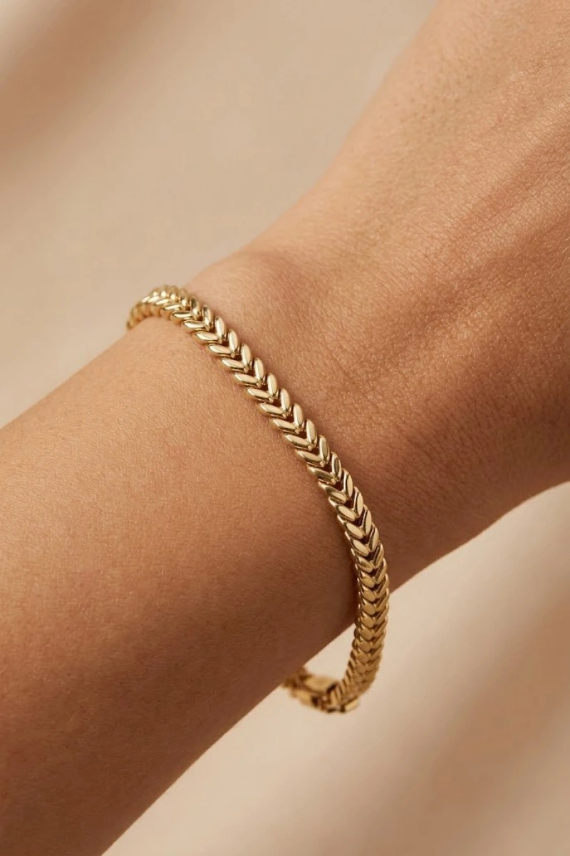 İnce Başak Model Gold Altın Kaplama Bileklik