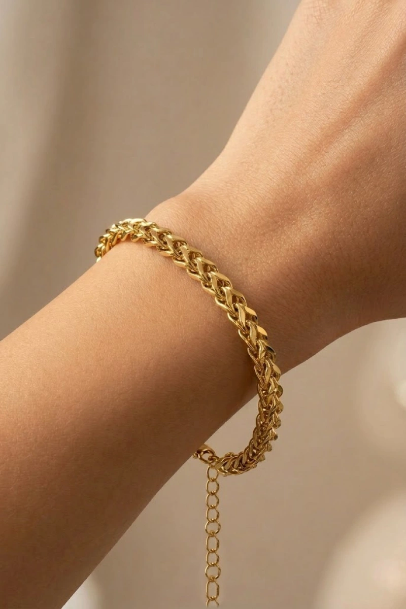 Sırma Model Gold Altın Kaplama Çelik Bileklik