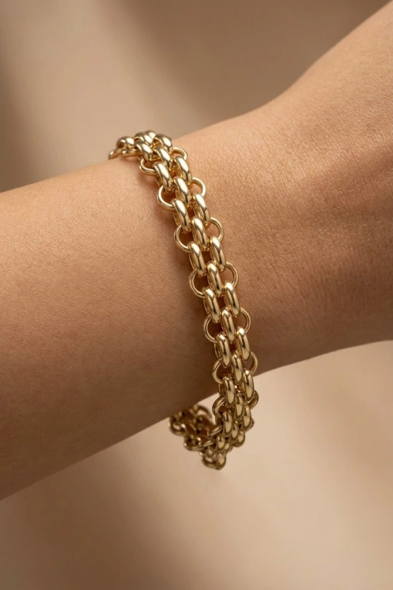 Suzi Model Gold Altın Kaplama Çelik Bileklik