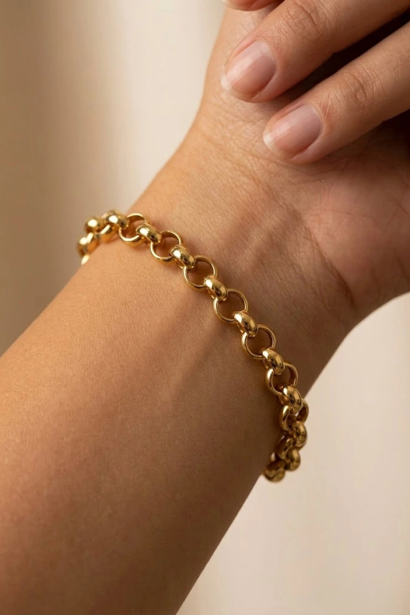 Halka Geçiş Gold Altın Kaplama Çelik Bileklik