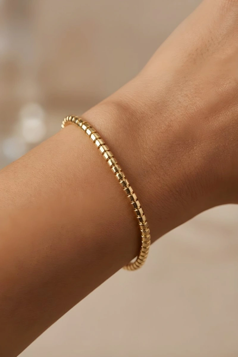 Minik Silindir Geçiş Gold Altın Kaplama Bileklik