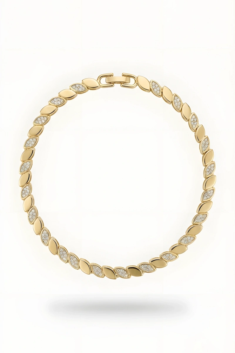 Taşlı Arpa Model Gold Altın Kaplama Bileklik