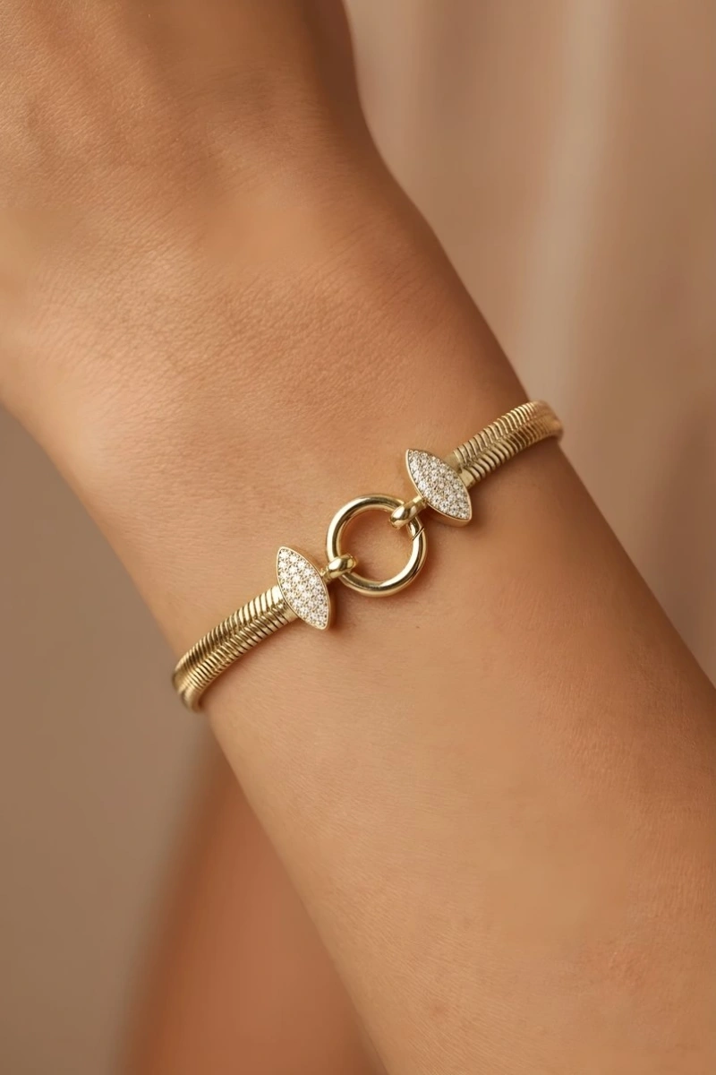 Elips Model Gold Altın Kaplama Bileklik