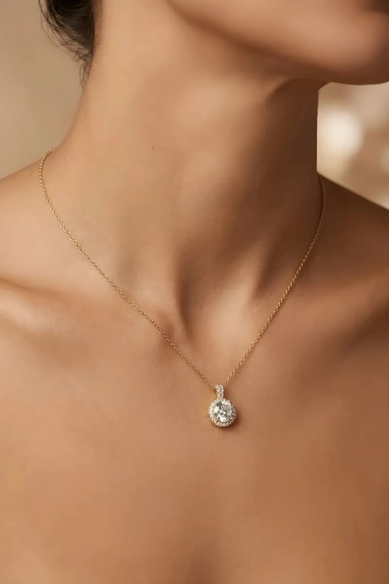 Yuvarlak Baget Model Gold Altın Kaplama İnce Kolye