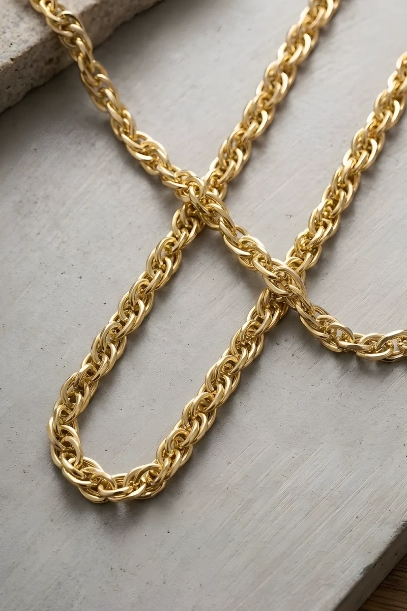 İç İçe Geçme Model Gold Altın Kaplama Kolye