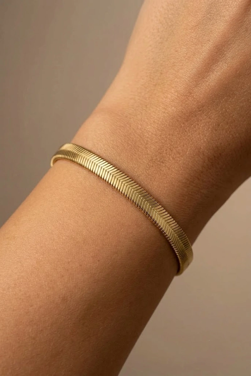 Kalın Ezme İtalyan Gold Altın Kaplama Bileklik