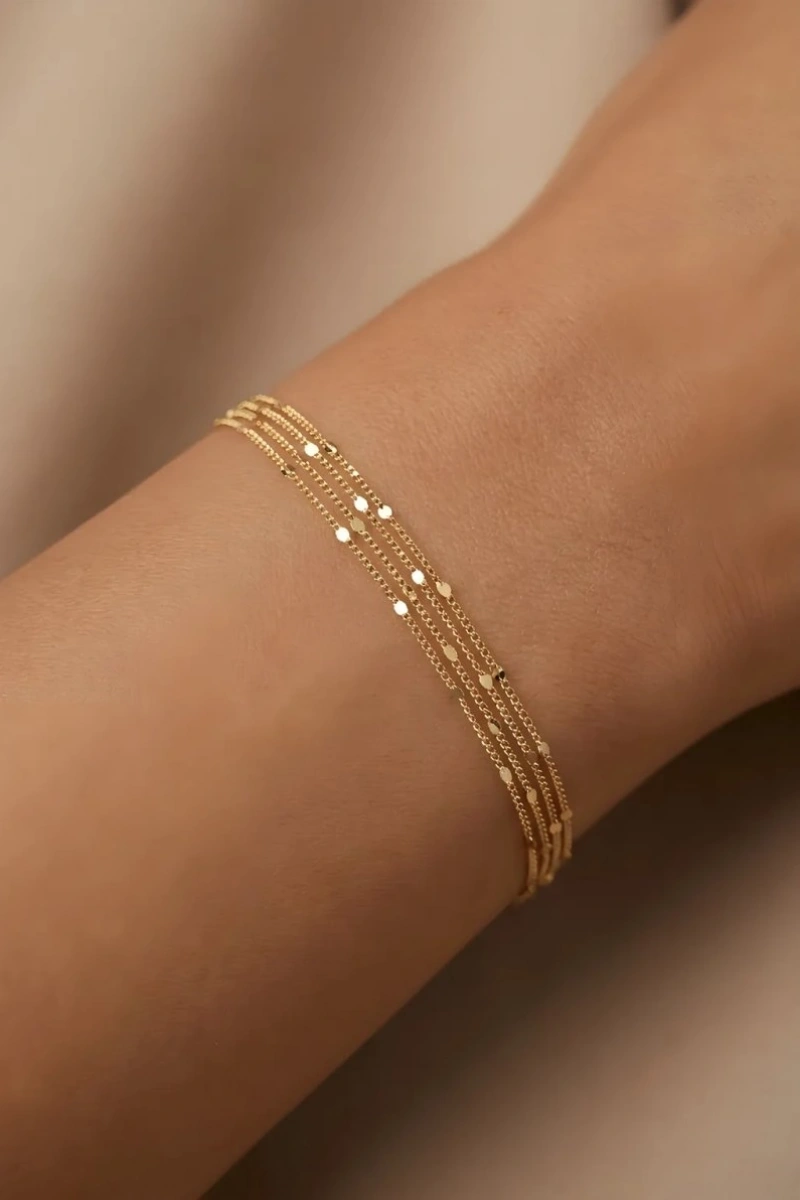 Dört Sıra Pul Model Gold Altın Kaplama Bileklik