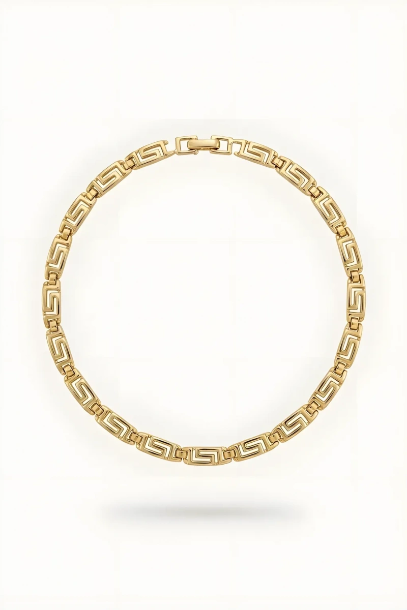 Düz Labirent Model Gold Altın Kaplama Bileklik
