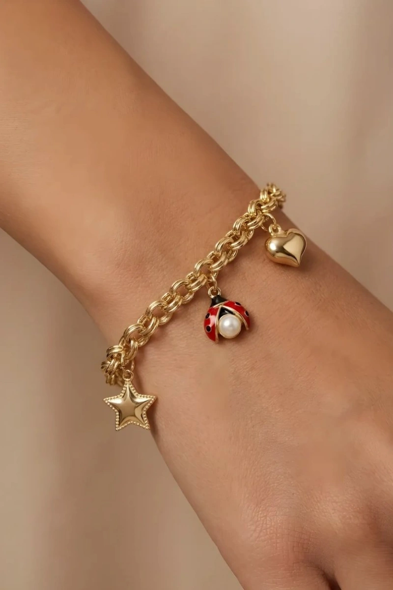 Sarkıt Uğur Böceği Model Gold Altın Kaplama Bileklik