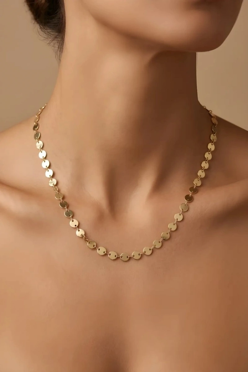 Pul Model Gold Altın Kaplama Kolye