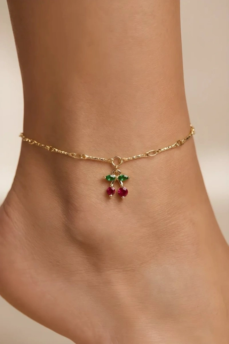 Kiraz Model Gold Altın Kaplama Halhal
