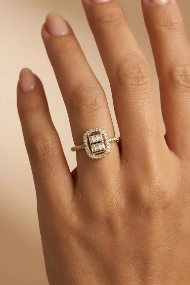 Çift Baget Model Gold Altın Kaplama Yüzük