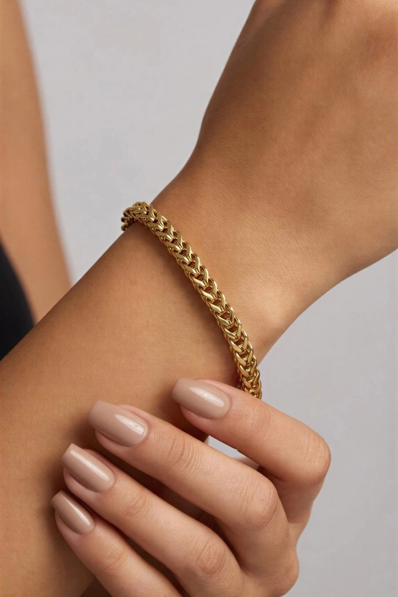 İnce Sırma Model Gold Altın Kaplama Çelik Bileklik
