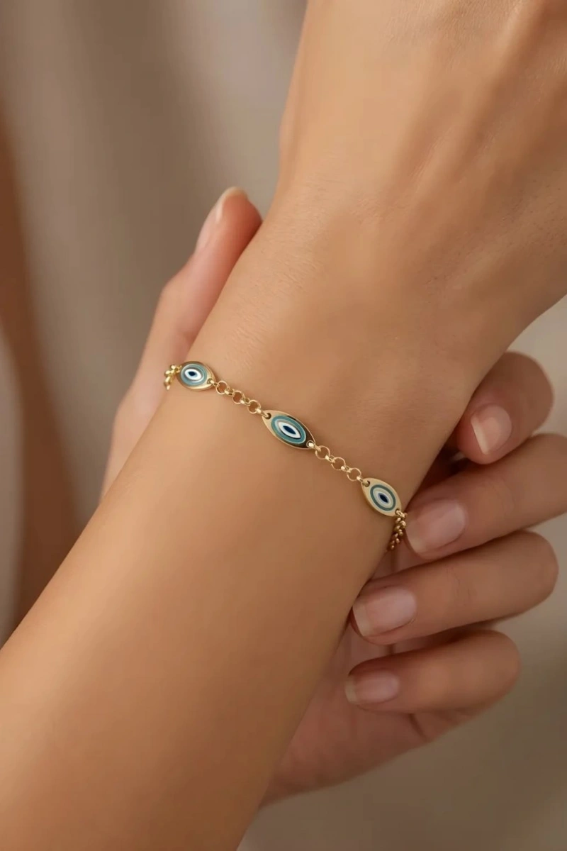 Elips Göz Model Gold Altın Kaplama Bileklik