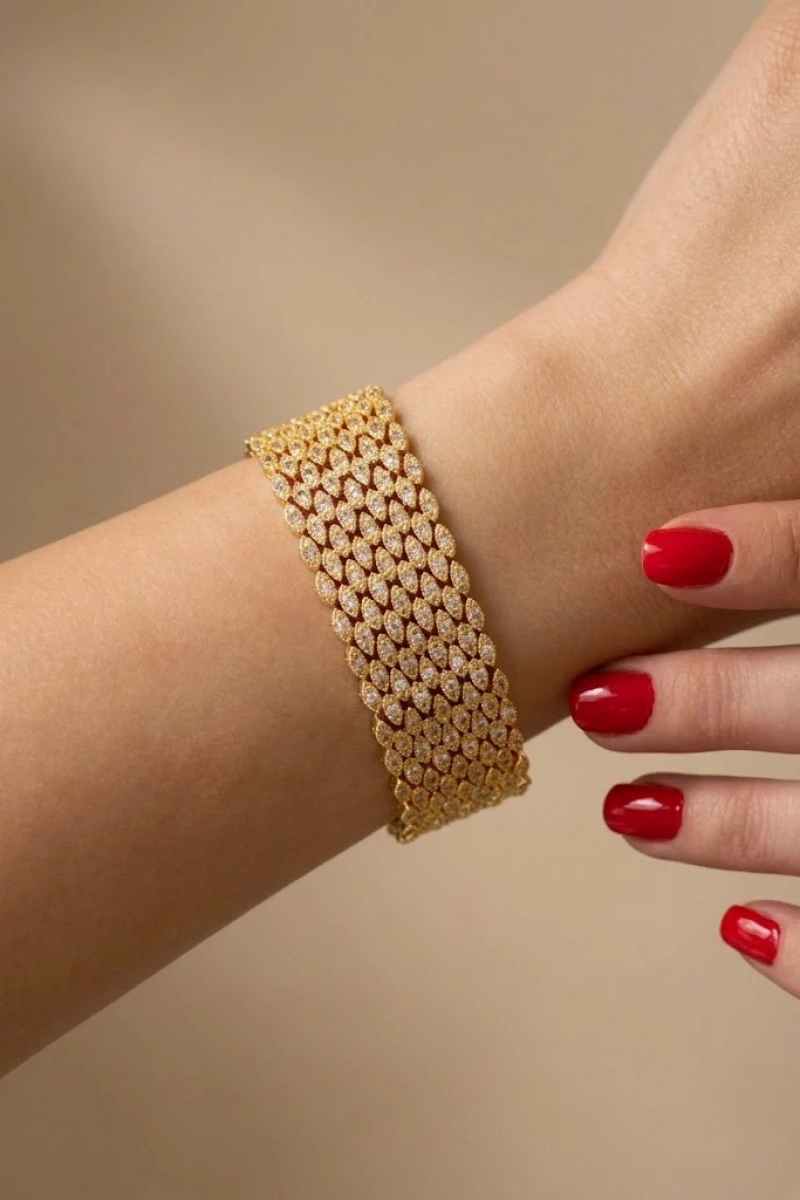 Petek Model Kuyumcu Gold Altın Kaplama Bileklik