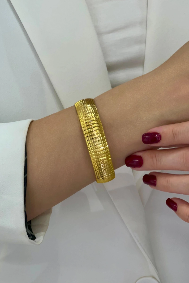 Nokta Desen Gold Altın Kaplama Bilezik
