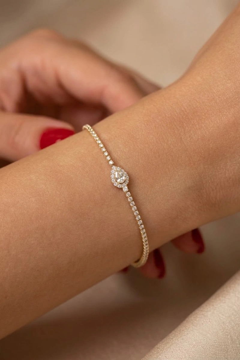 Su Yolu Zincir Damla Model Gold Altın Kaplama Bileklik