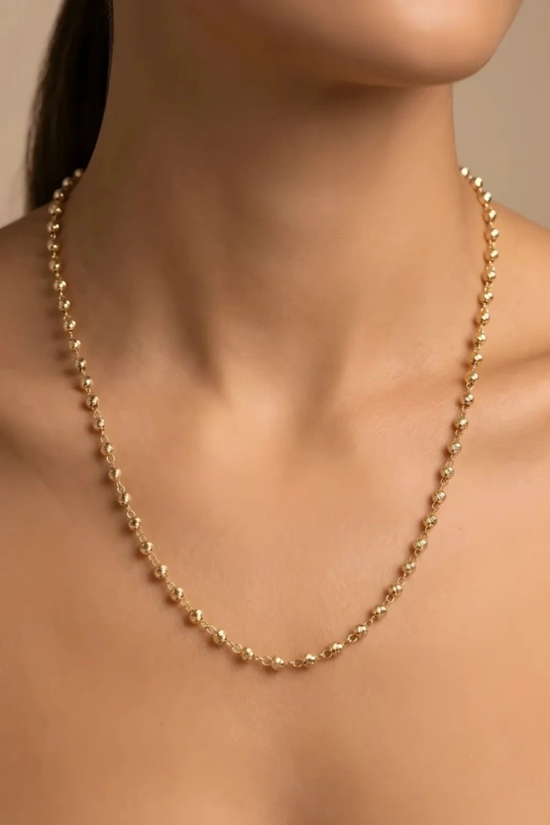 Simli Dorika Model Gold Altın Kaplama Kolye