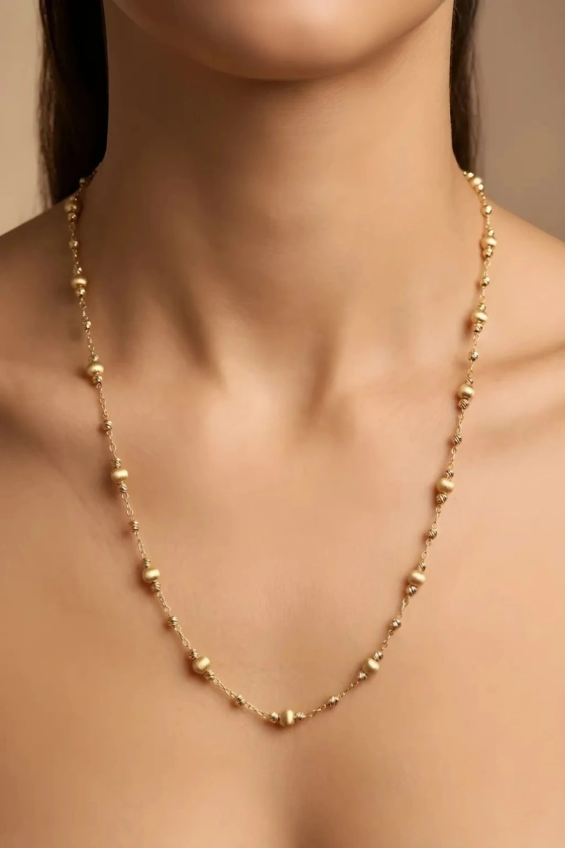 Aralıklı Dorika Model Gold Altın Kaplama Kolye