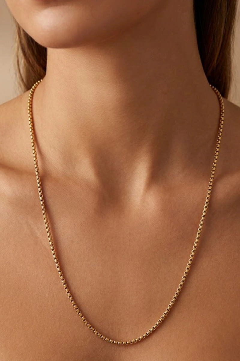 İnce Horus Model Gold Altın Kaplama Çelik Kolye