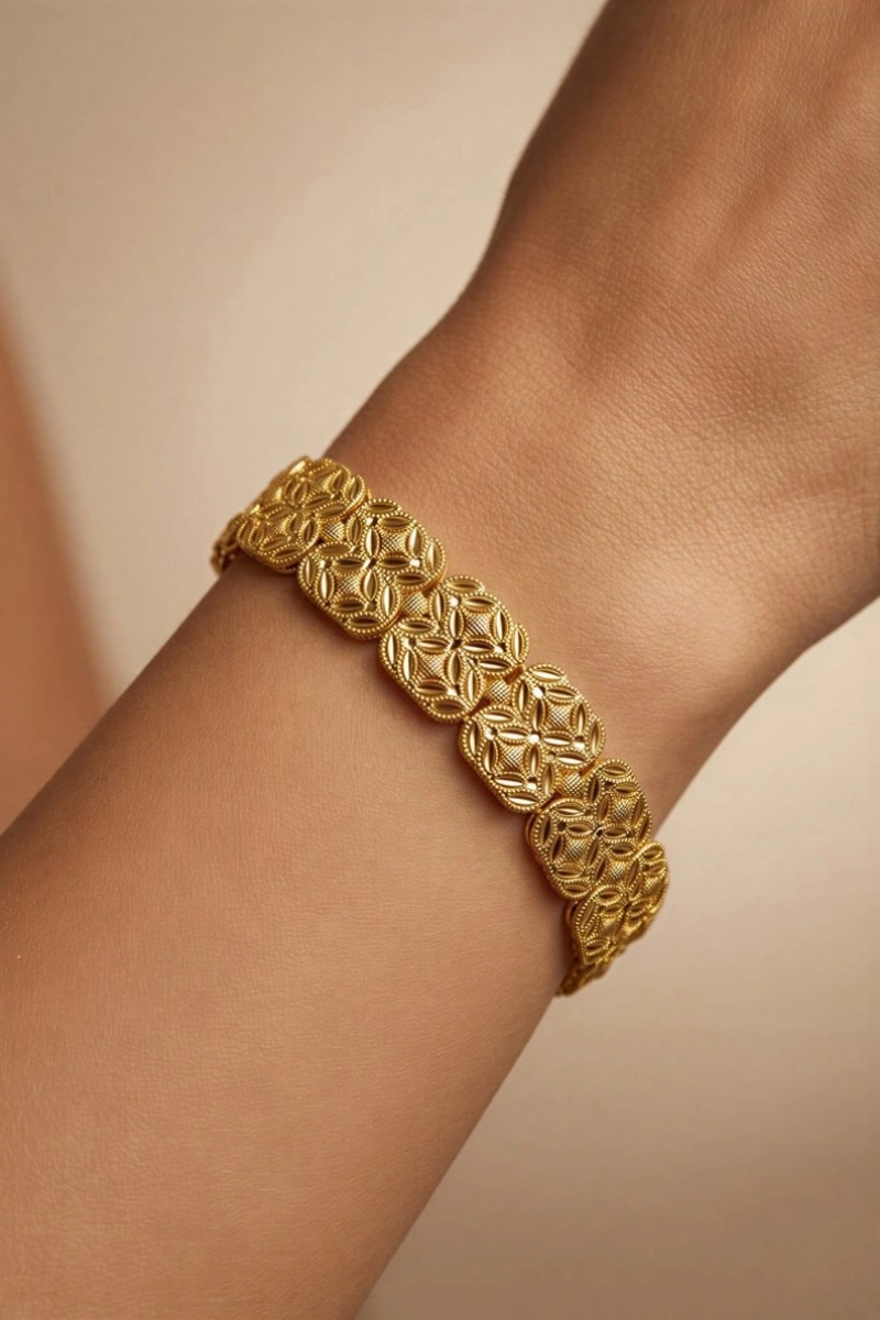 Ters Düz Başak Model Gold Altın Kaplama Kuyumcu Bileklik