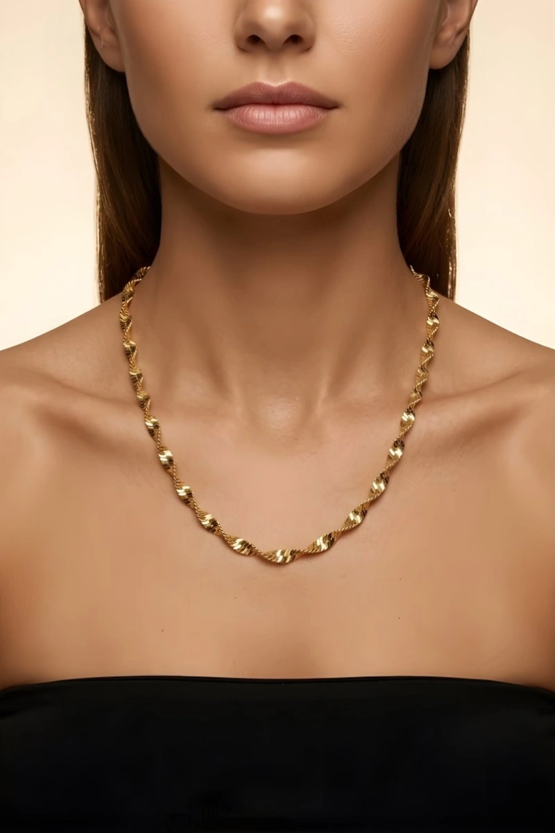 Sarmal Model Gold Altın Kaplama Kolye