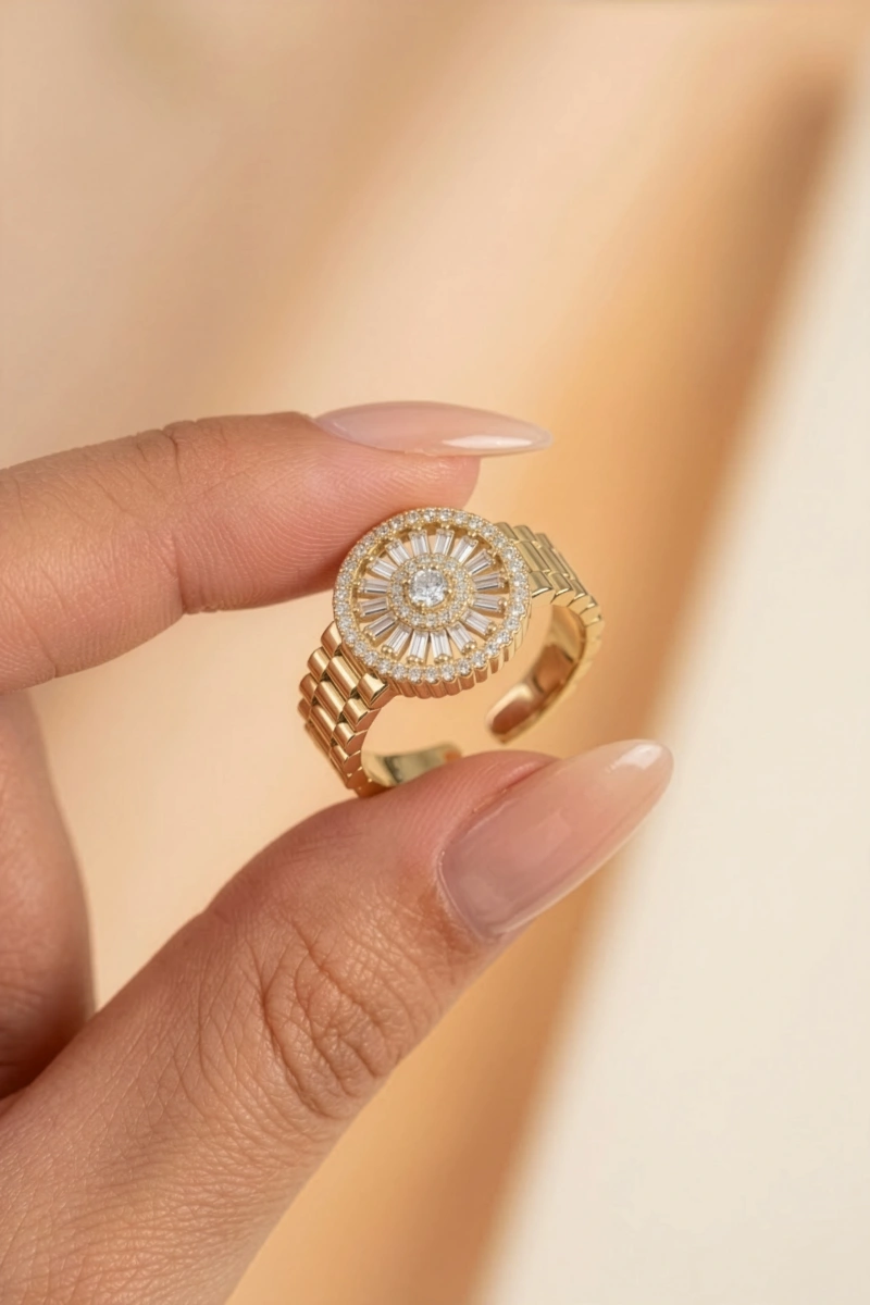 Avlu Model Gold Altın Kaplama Yüzük