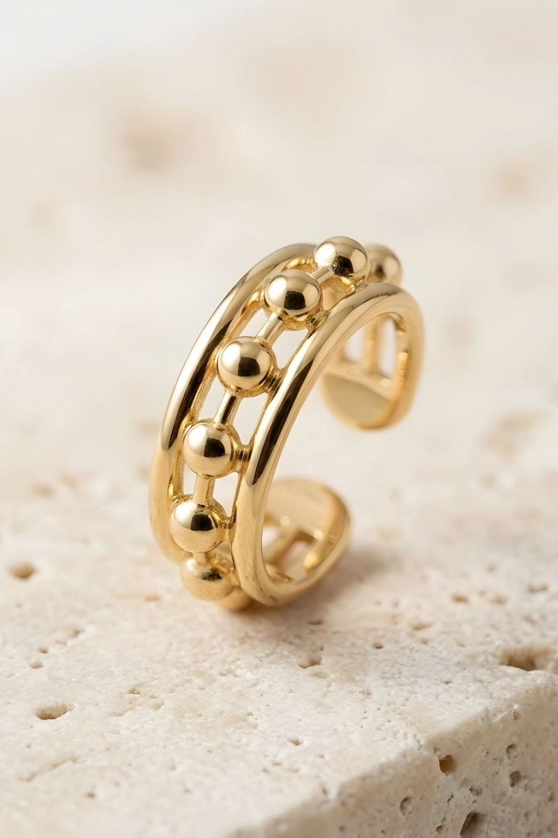 Dorika Geçiş Model Gold Altın Kaplama Ear Cuff