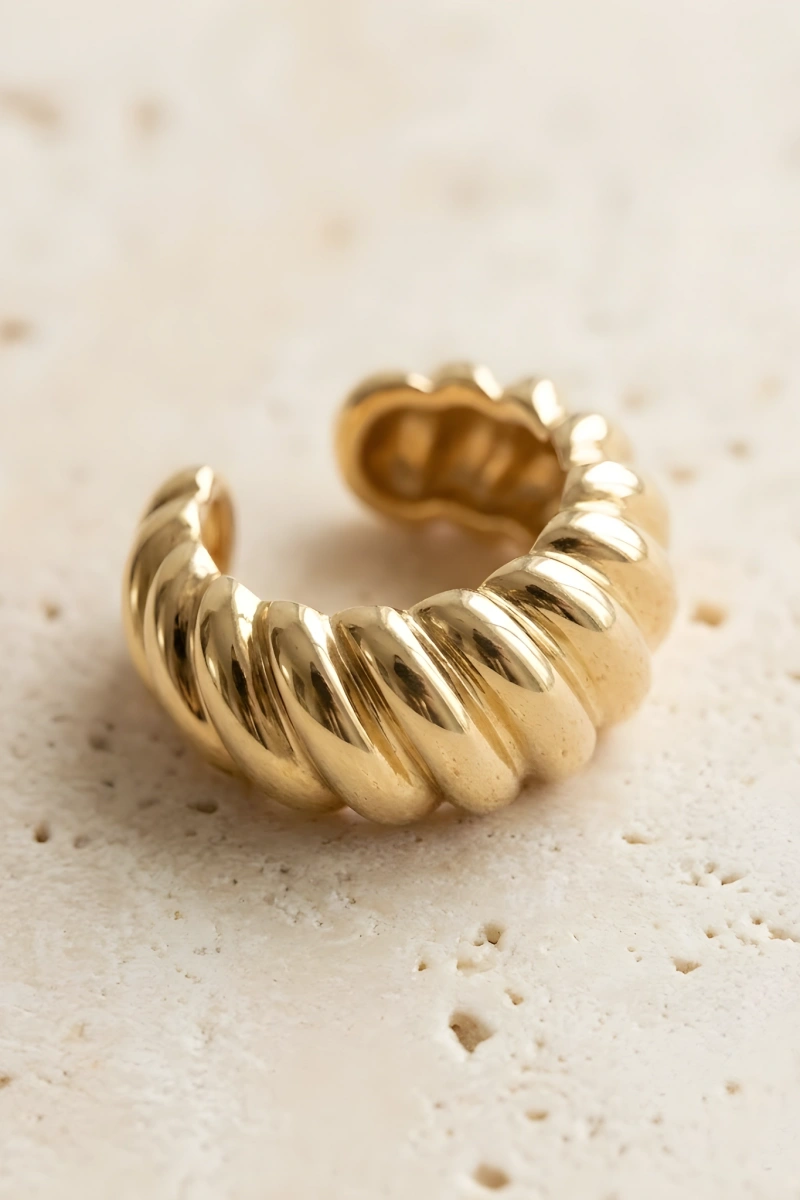 Burgu Detay Gold Altın Kaplama Ear Cuff