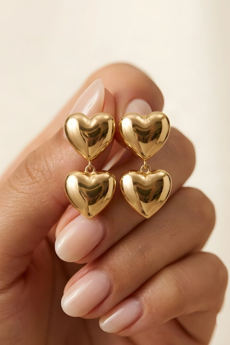 Luanda Model Gold Altın Kaplama Çelik Küpe