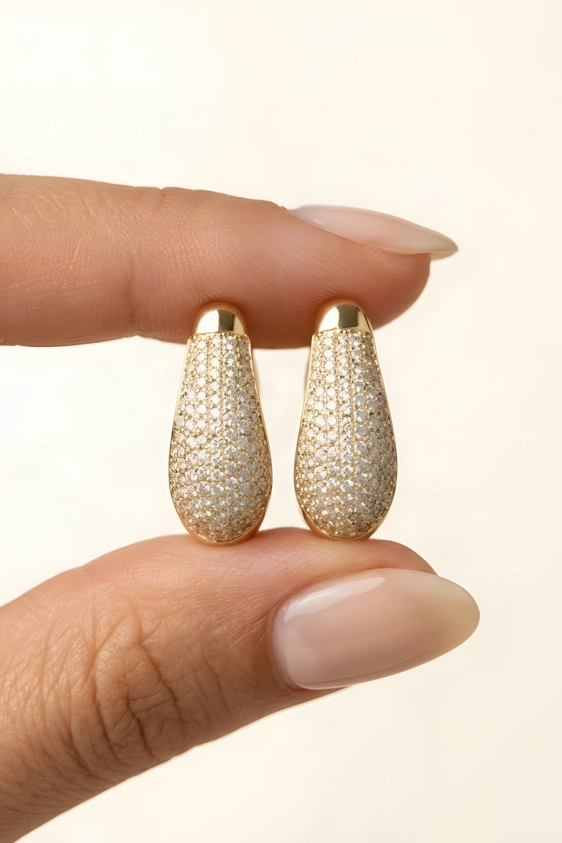 Damla Model Gold Altın Kaplama Küpe