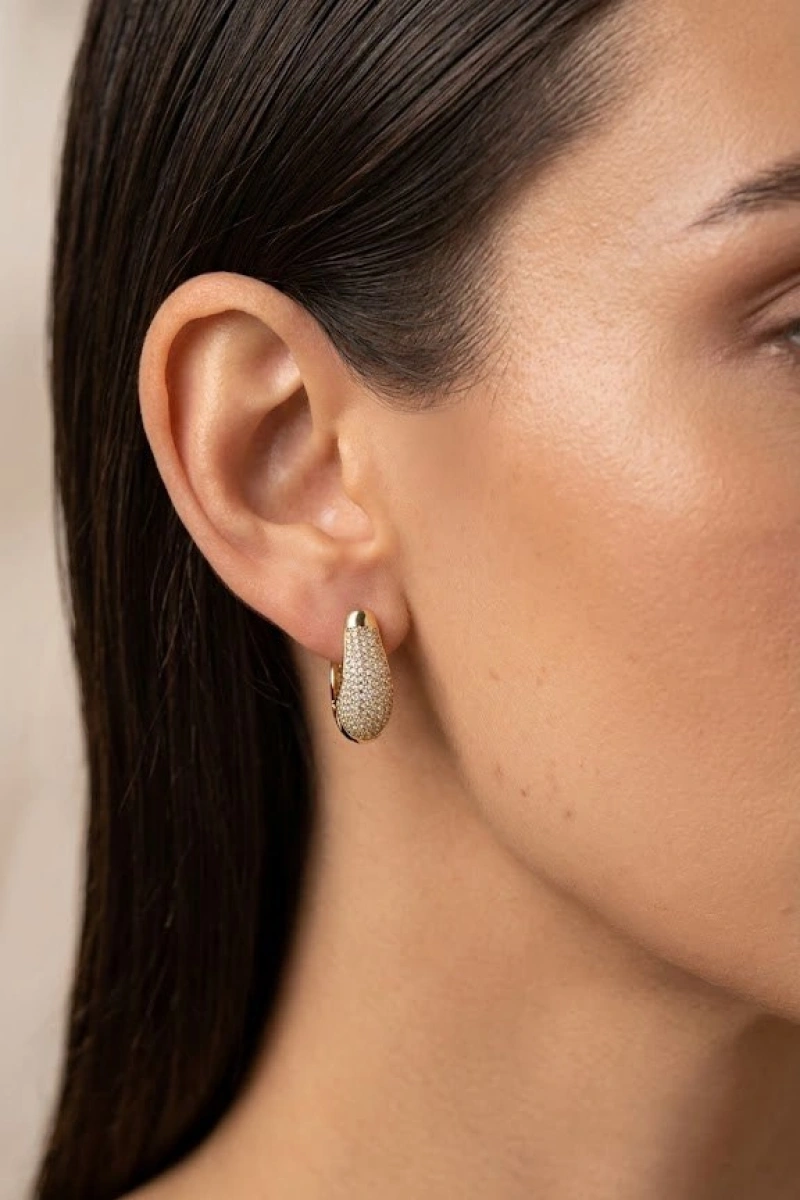 Damla Model Gold Altın Kaplama Küpe