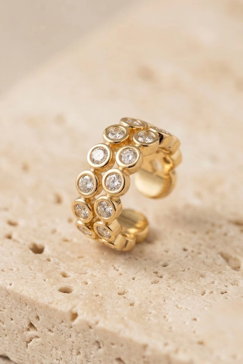 Halka Model Gold Altın Kaplama Ear Cuff