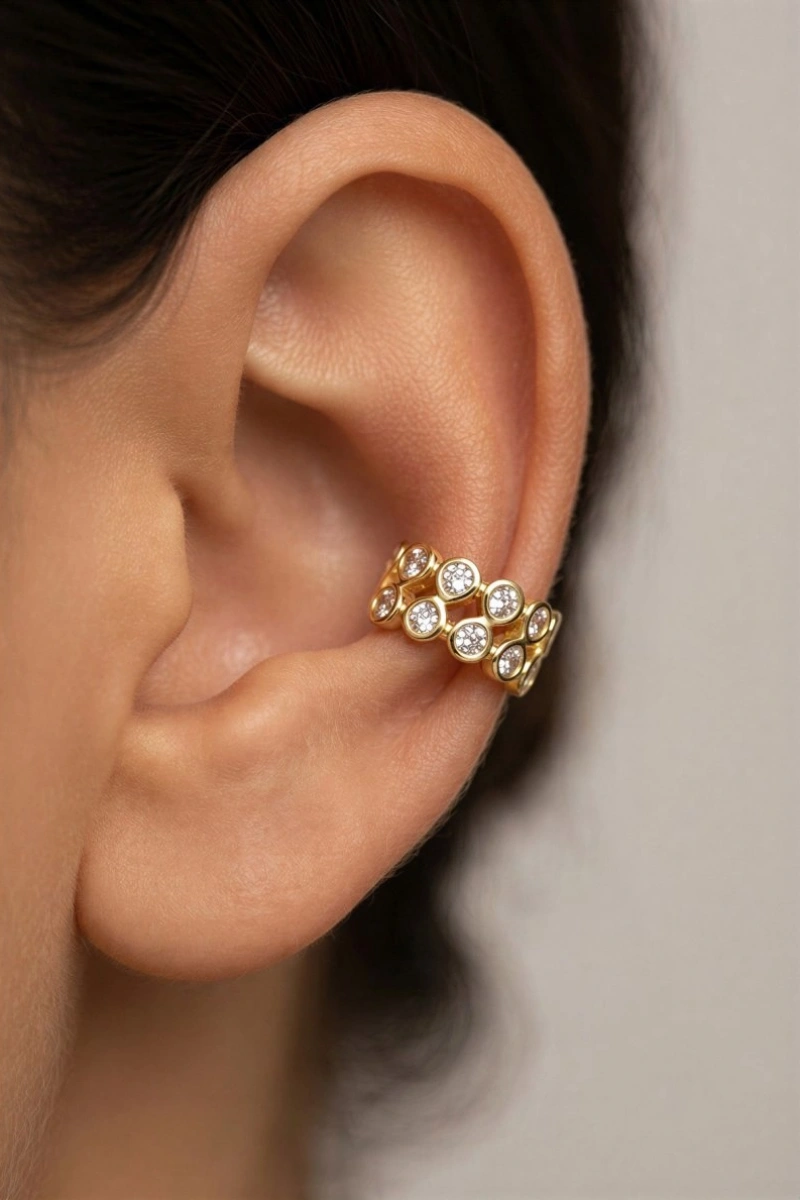 Halka Model Gold Altın Kaplama Ear Cuff