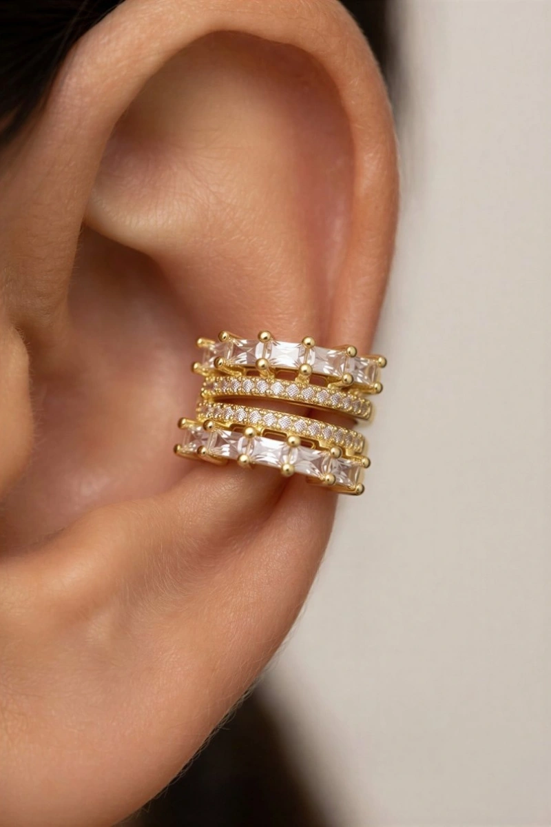 Baget Model Gold Altın Kaplama Ear Cuff