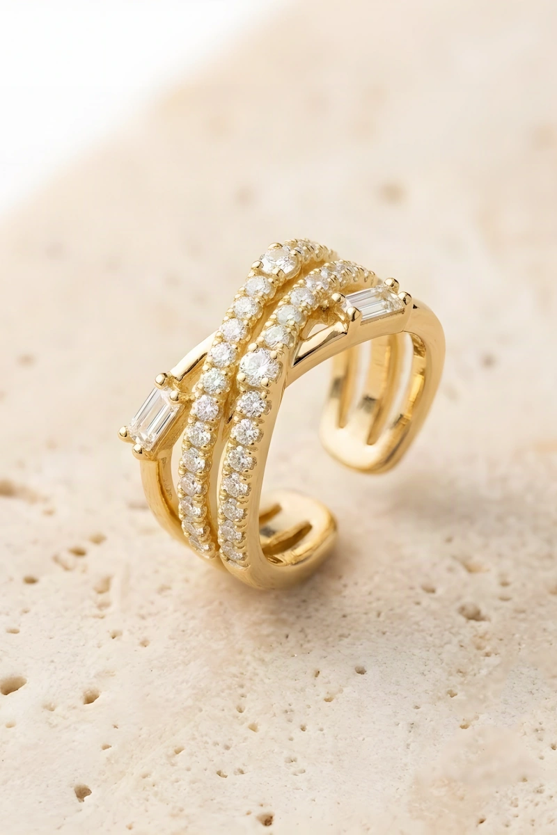 Nehir Model Gold Altın Kaplama Ear Cuff