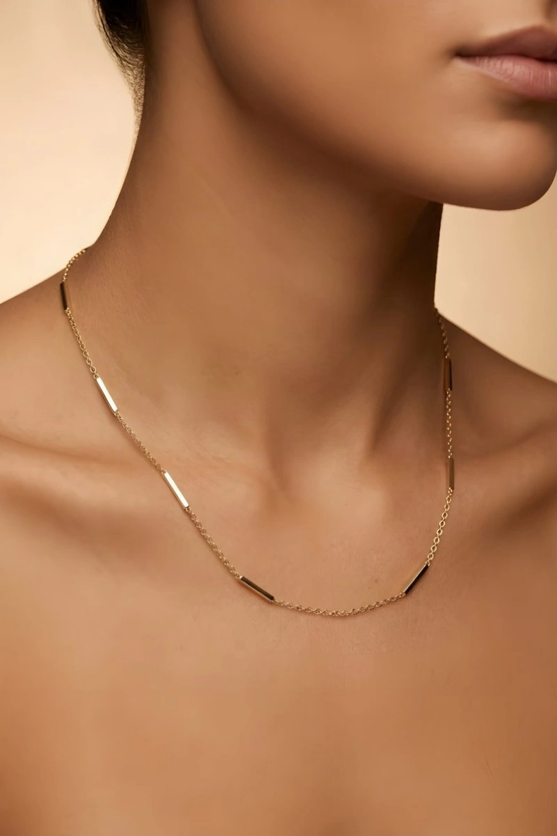 Sütun Model Gold Altın Kaplama Kolye