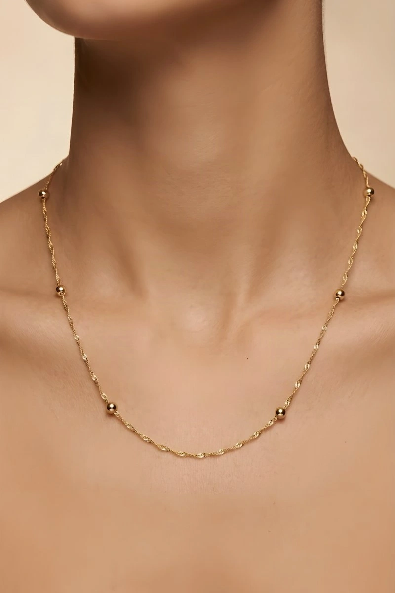 Sarmal Zincir Top Model Gold Altın Kaplama Kolye
