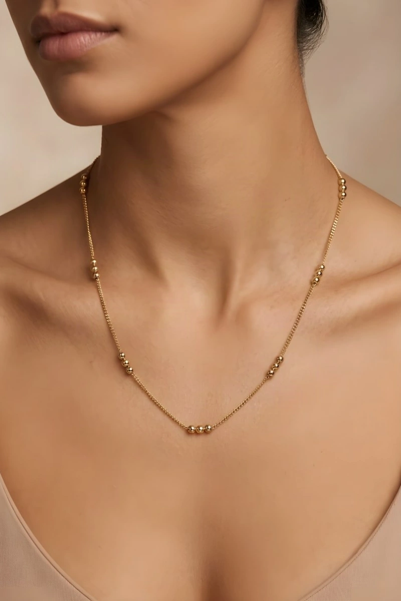 Üçlü Dorika Model Gold Altın Kaplama Kolye