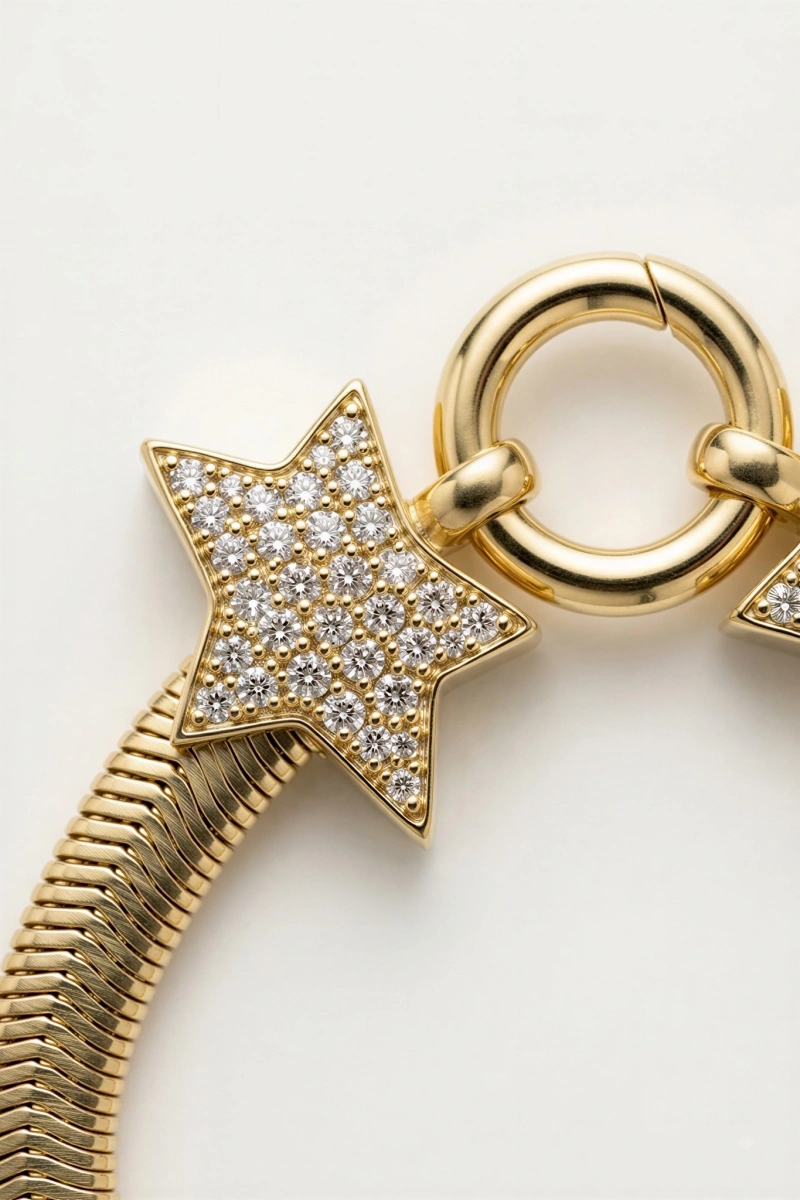 Yıldız Model Gold Altın Kaplama İtalyan Bileklik
