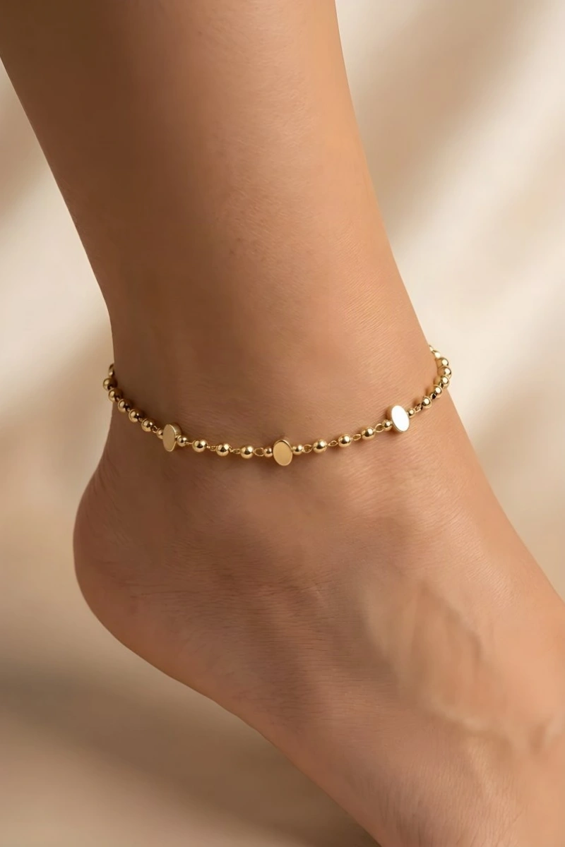 Oval Taş Model Gold Altın Kaplama Halhal