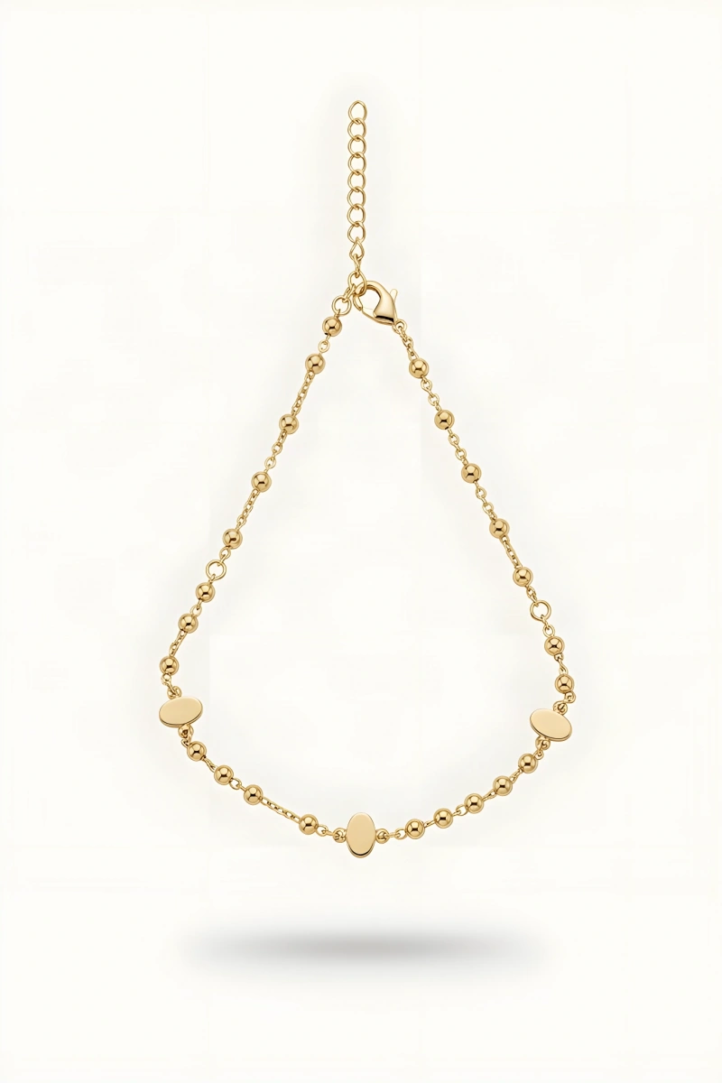 Oval Taş Model Gold Altın Kaplama Halhal