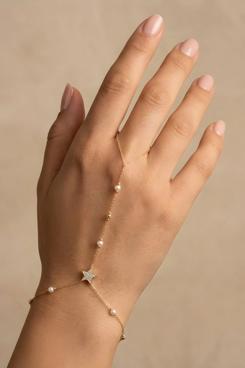 İnci Yıldız Model Gold Altın Kaplama Şahmeran