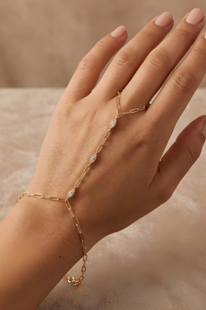 Üç Pırlanta Çengel Model Gold Altın Kaplama Şahmeran