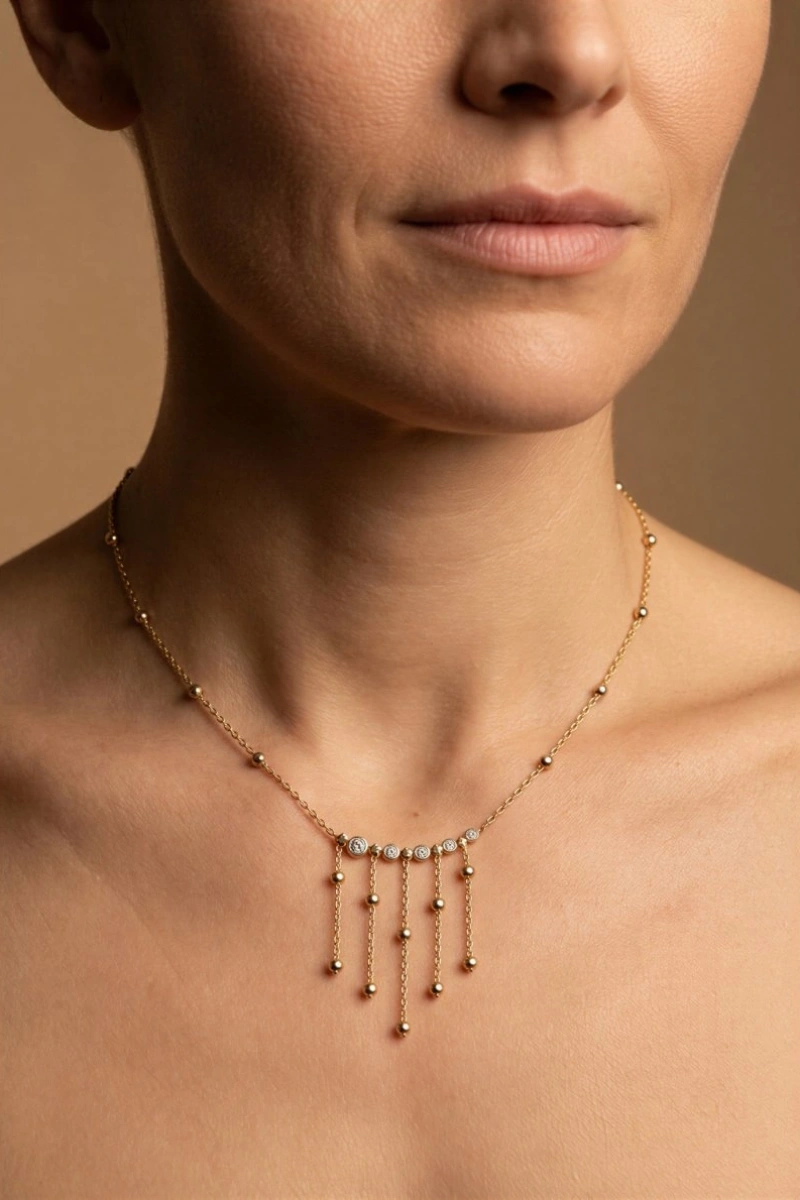 Sarkıt Dorika Model Gold Altın Kaplama Kolye