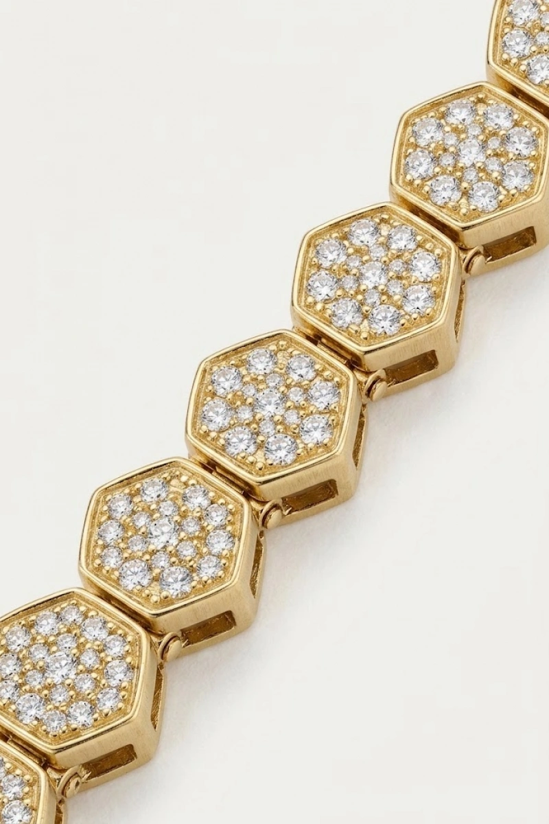 Altıgen Model Taş Geçiş Gold Altın Kaplama Bileklik