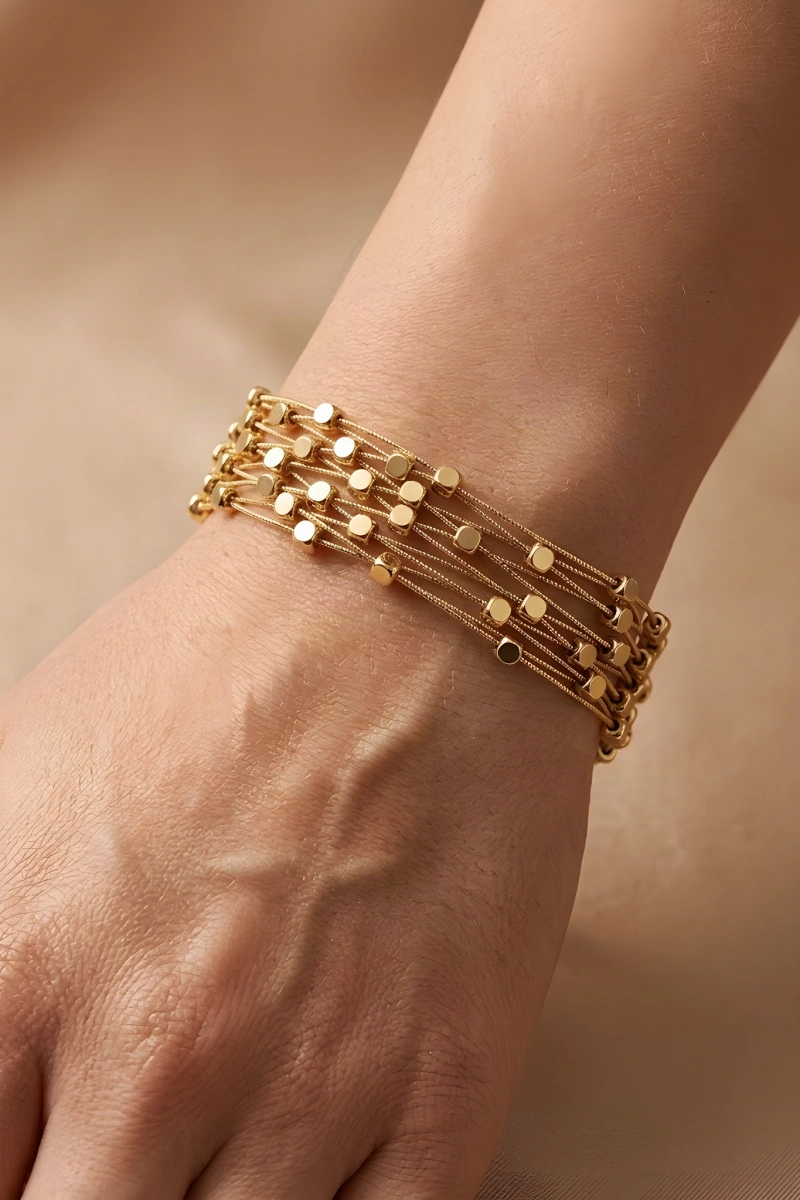 Dağınık Küp Model Gold Altın Kaplama Bileklik