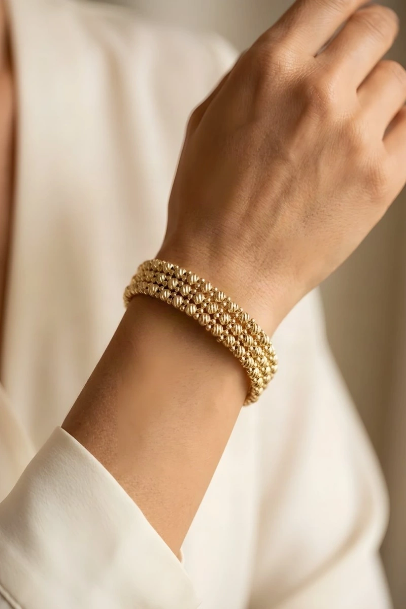 Üç Sıra Dorika Model Gold Altın Kaplama Bileklik
